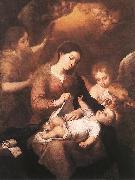 MURILLO, Bartolome Esteban Mary and Child with Angels Playing Music sg painting